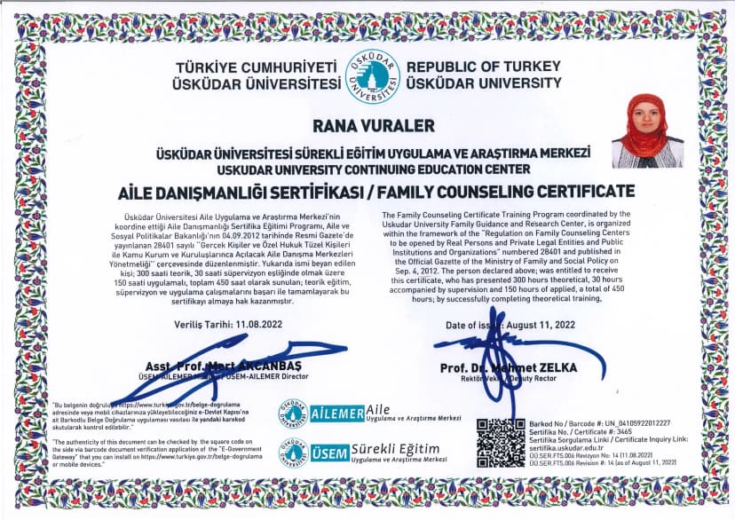 Üsküdar Üniversitesi - Aile Danışmanlığı Sertifikası