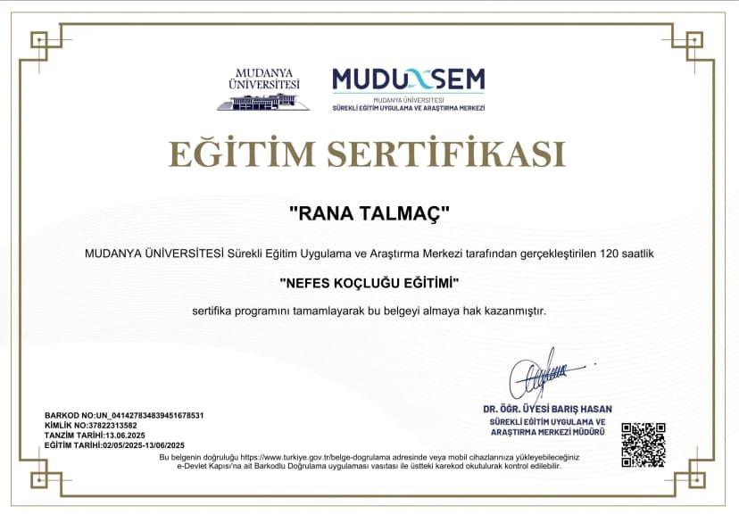 Mudanya Üniversitesi - Nefes Koçluğu Eğitimi