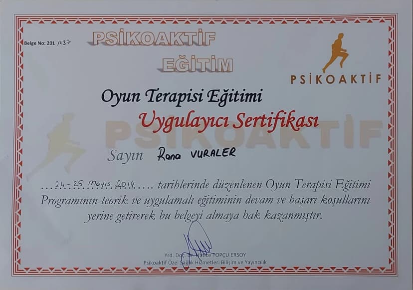 Oyun Terapisi - Eğitim Uygulayıcı Sertifikası