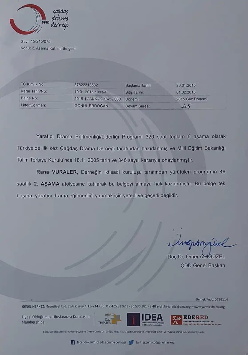 Yaratıcı Drama Eğitmenliği - 2. Aşama
